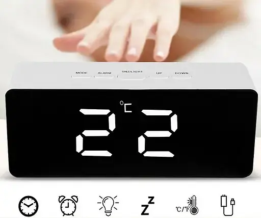 Часы настольные Technoline White/Black Mirror (WT475) - фото 12