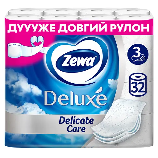 Уцінка. Туалетний папір Zewa Deluxe тришаровий 32 рулони білий - фото 1