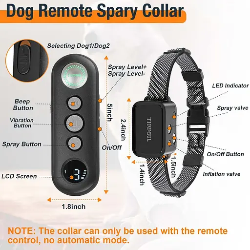 Ошейник THVGUL Citronella Bark для крупных собак, ошейник для собак Citronella с пультом дистанционного управления, спрей-ошейник - фото 3