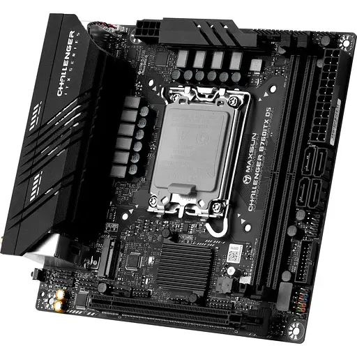 Материнская плата Maxsun LGA1700, Terminator B760ITX D5, B760, 2xDDR5, Int.Video(CPU), 4xSATA3, 1xPCI-E 16x 5.0, 2xM.2 4.0, Dual LAN 2.5G+1G, ALC897, 4xUSB3.2/4xUSB2.0, 2xDP/2xHDMI, Mini-ITX (MS-Challenger B760ITX D5) - фото 3