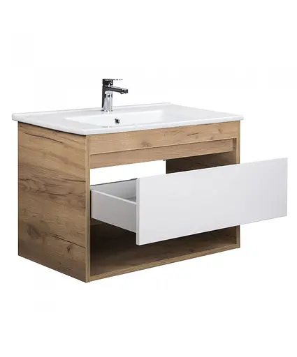 Тумба Мойдодир Oslo 80 Wood з умивальником SU-80 дуб крафт/Білий - фото 2