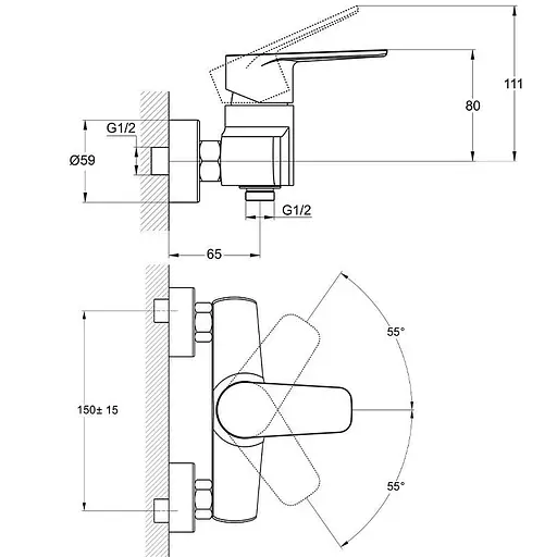 Змішувач для душу Udis BGX5-A189 одноважільний 30412 - фото 3