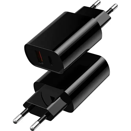 Мережевий зарядний пристрій Wiwu Wi-U002 Type C PD+QC Charger EU Plug Чорний - фото 1