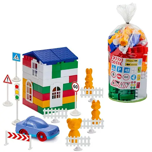 Детский конструктор Лидер №3 1-052, 100 крупных деталей