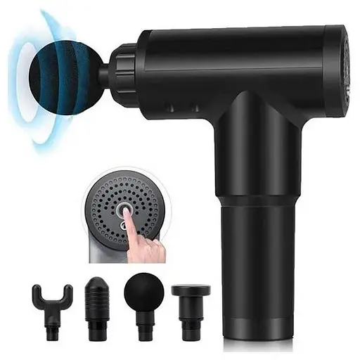 Массажный пистолет Fascial Gun для мышц 2000 мАч (4 насадки) - фото 4