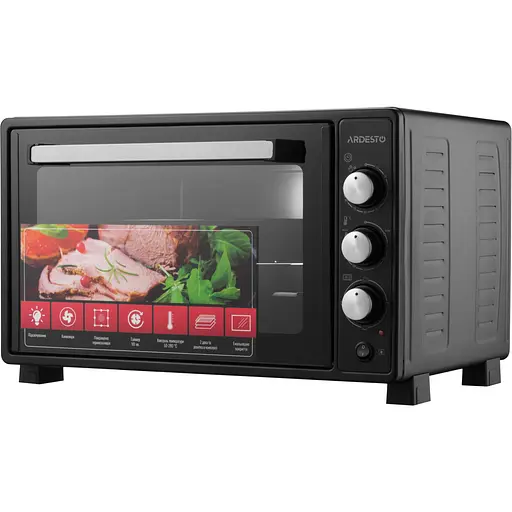 Электропечь Ardesto 1300 Вт, 40 л, скрыт.ниж.тен, таймер, подсвеч., конвекция, черный - фото 1