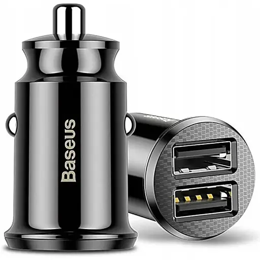 Автомобільний зарядний пристрій Baseus Circular Plastic A A 30W Dual QC3.0 Quick Car Charger Чорний - фото 1