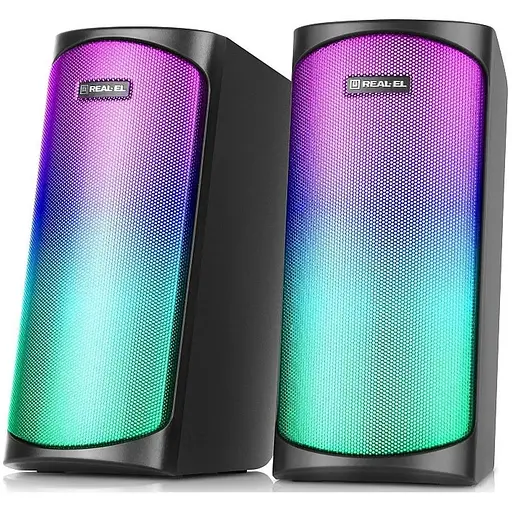 Колонки 2.0 REAL-EL S-135 чорний, 2 x 5 Вт, USB, mini-jack 3.5 мм, RGB-подсветка (EL121100019) - фото 1