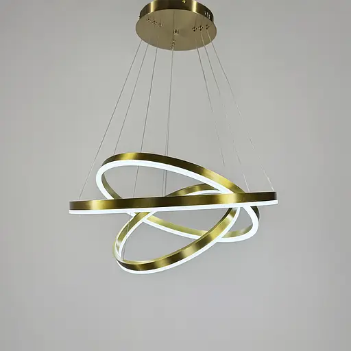 Подвесная люстра в латунном корпусе на три кольца 60, 50 и 40 см Ст. MJ 93-600+500+400 AB | Line F - фото 2