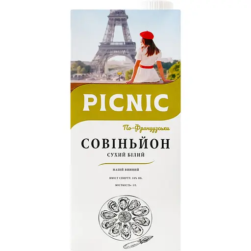 Напій винний Picnic Совіньйон по Французьки біле сухе 1 л - фото 1