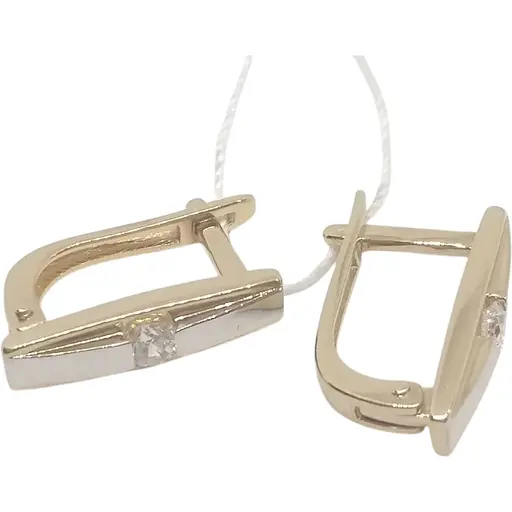 Золоті сережки Столична Ювелірна Фабрика з фіанітами. 111058