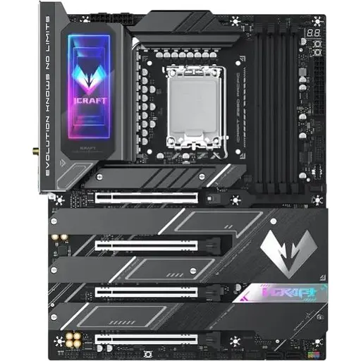 Материнская плата Maxsun LGA1851, iCraft Z890 PACIFIC, Z890, 4xDDR5, Int.Video(CPU), 4xSATA3, 1xPCI-E 16x 5.0, 1x PCI-E 8x 5.0, 2xPCI-E 4x 4.0, 4xM.2, RTL8126, 9xUSB3.2, 2xType-C, DP/HDMI, WIFI7+BT5.4, 16 фаз, отладка, ARGB, ATX