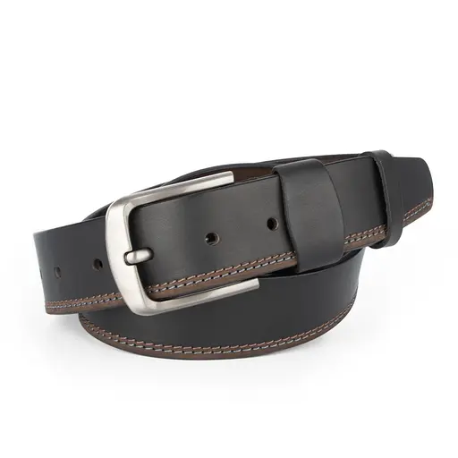 Ремінь чоловічий шкіряний коричневий SF-402 (125 см) прострочений під джинси - фото 1