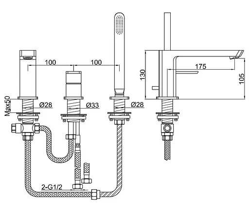 Смеситель на борт ванны Kohlman Foxal chrome QB241F Хром - фото 3
