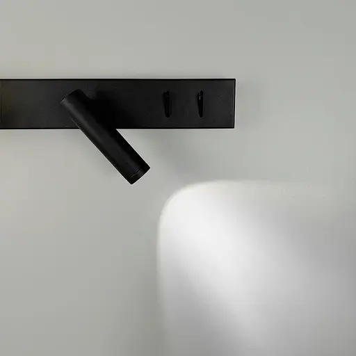 Ліве бра на 2 вимикачі з білим плафоном та спотом у чорному корпусі 40 см Line F Арт. B190/2 BK LEFT - фото 5