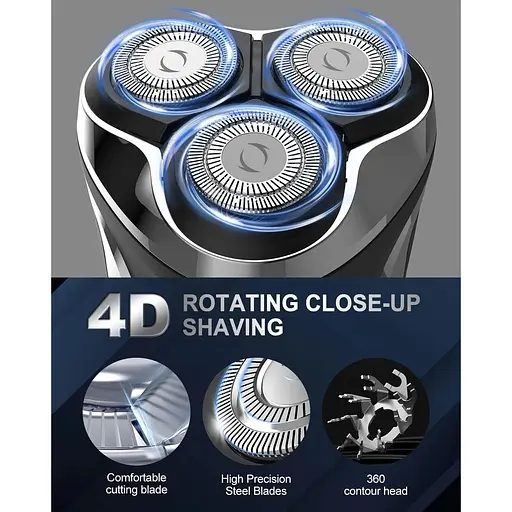 Електробритви Rantizon Вологі та сухі водонепроникні перезаряджувані бритви з тримером - фото 5