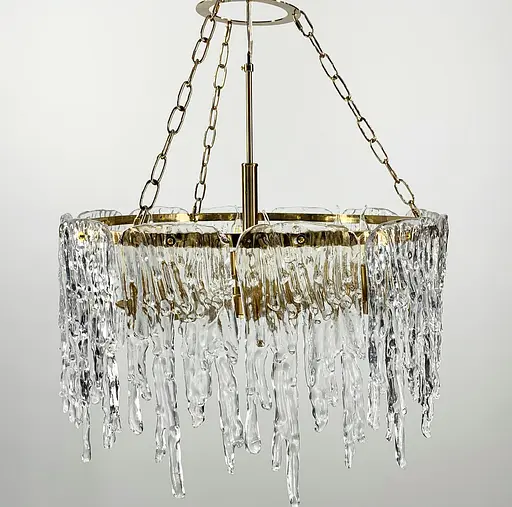 Дизайнерская люстра с прозрачными стеклянными пластинами Line.F Диаметр 60см - фото 5