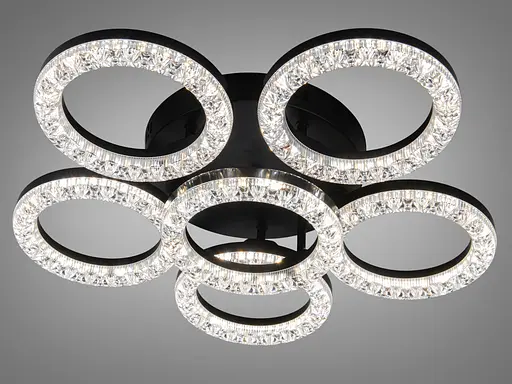 Люстра стельова LED кільця Diasha чорна 83 Вт - фото 1