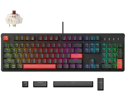 Клавіатура Lemokey X3 Keychron Brown EN/UKR RGB Black (X3-H3-UA) - фото 1