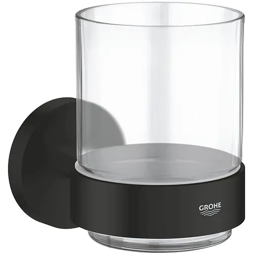 Склянка з тримачем Grohe Essentials скляна 1022562430 чорний матовий - фото 1