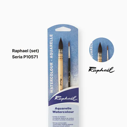 Набор кистей из натурального ворса Raphaël, 2 шт, специально для акварели. - фото 2