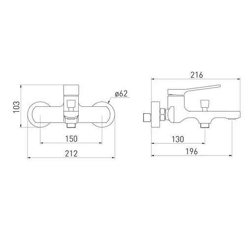 Змішувач для ванни 30мм de la noche Volle Solo 1510.031004 Чорний матовий - фото 2