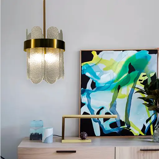 Роскошная стеклянная золотая люстра в скандинавском стиле | Line F | Арт. AS129-200 AB+WT - фото 1