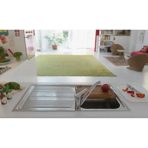 Кухонна мийка Franke Logica Line, нержавіюча сталь. сталь полірована, прямок. з крилом, 790х500х195 мм, чаша-1 накладна, LLX 611-79, хром - фото 3