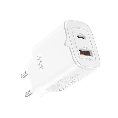 Мережевий зарядний пристрій XO L130 (EU) PD30W/QC18W (1USB-C+1USB-A) Fast charging Charger Білий - фото 3