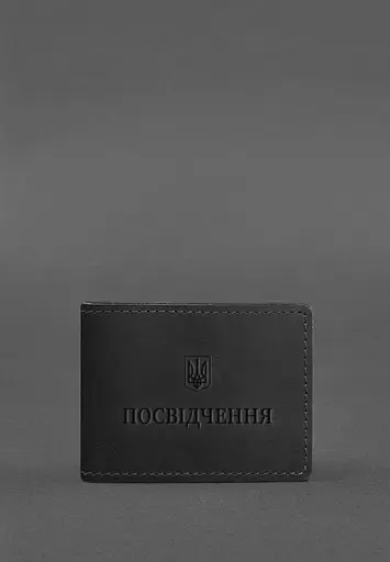 Универсальная кожаная обложка для удостоверения черная Crazy Horse - фото 2