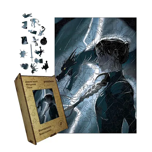 Дерев'яний фігурний пазл Володарка Блискавки, А3, Дерев'яна коробка 200 елементів