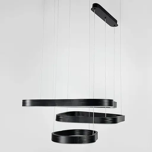 Необычная и эффектная люстра на 3 яруса 60+49+40 см в черном корпусе Ст. PCL004-800*600*400 BK | Line F - фото 7