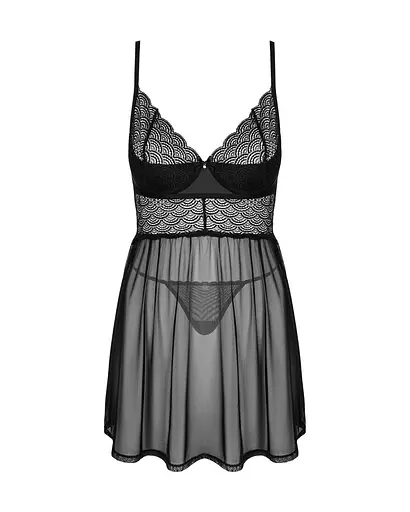 Пеньюар та трусики Obsessive Chemeris babydoll & thong XS/S - фото 3