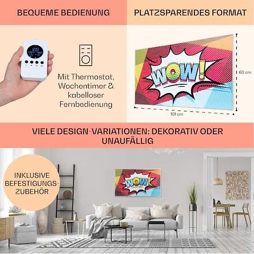 Инфракрасный обогреватель Klarstein Wonderwall Air Pop Art 60 (10034236) - фото 6