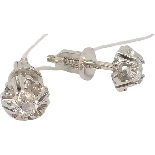 Золоті сережки-пуссети Столична Ювелірна Фабрика з фіанітами. 113901Б