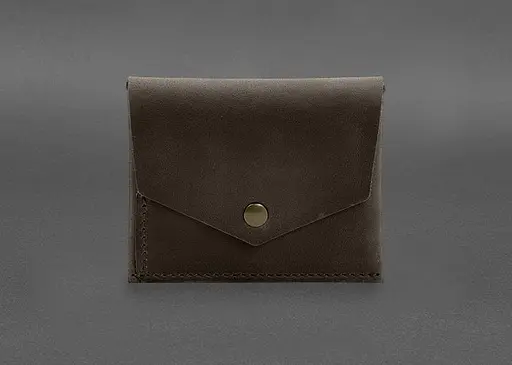 Кожаный кошелек mini 3.0 (кард-кейс) темно-коричневый Crazy Horse - фото 1