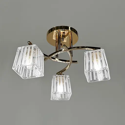 Стельовий золотий світильник на 3 білих плафони Ø 35 см | Арт. 91173/3 FGD | Line F - фото 4