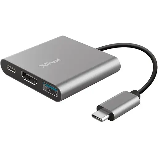 USB-Хаб Trust USB-хаб Dalyx 3-in-1 Multiport USB-C Adapter ALUMINIUM (23772_TRUST) - фото 1