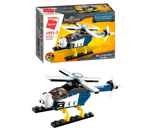 Конструктор Qman 1801-1-8 поліція, транспорт, 45-49 деталей Вертоліт