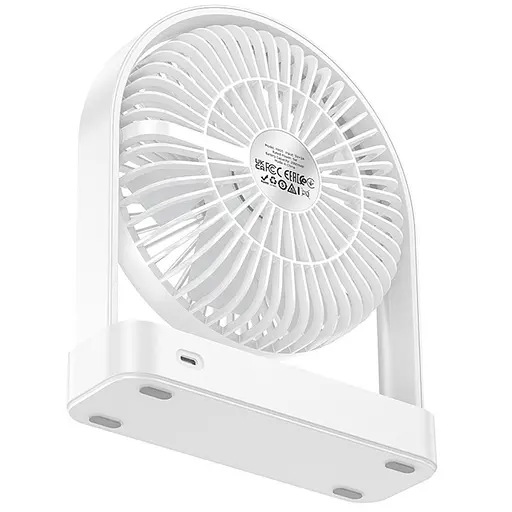 Вентилятор Hoco HX65 ultra-thin desktop fan на акумуляторі 2000 мА·год білий - фото 3