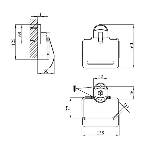 Тримач для туалетного паперу Kroner KRM Elbe ACC2903 CV022853 Хром - фото 2