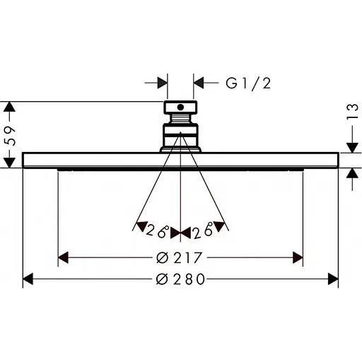Верхний душ Hansgrohe Croma 280 1jet EcoSmart 9 л/мин Matt White 26221700, Белый матовый - фото 2