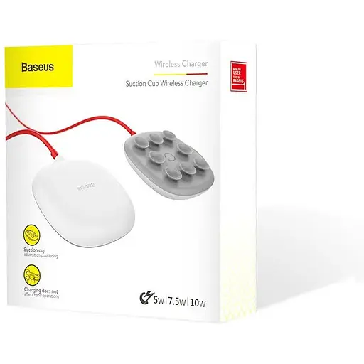 Заряджання QI BASEUS Suction Cup 10 W (WXXP-02) біле - фото 1