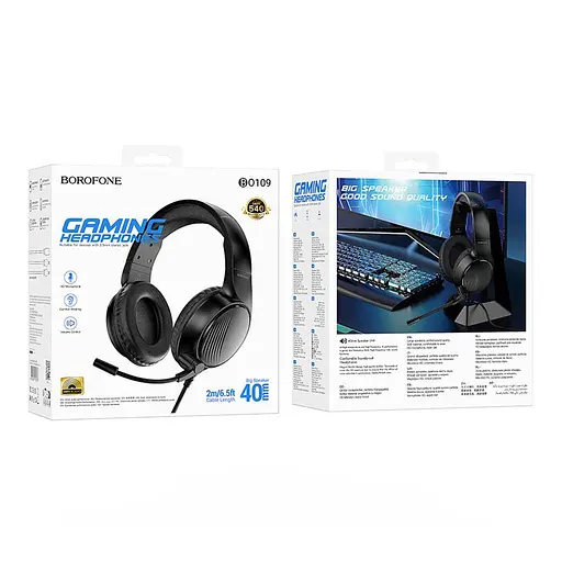 Игровые проводные наушники Borofone BO109 Bountiful, 3.5мм, 2м, Черный - фото 7