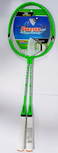 Бадмінтон C 44600 TK Sport, воланчик та 2 ракетки в чохлі (6900067446008) Зелений - фото 2