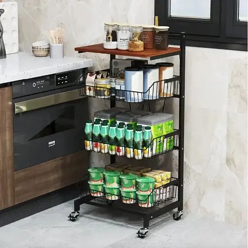 Стеллаж Costway Vroda мобильный в стиле Loft - фото 4