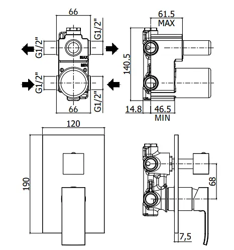 Змішувач прихованого монтажу Paffoni Elle чорний матовий EL 018 NO/M, Чорний матовий - фото 2