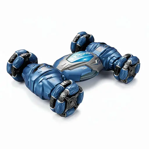 Радиоуправляемая трюковая машина MK 732 A-02, роликовые колеса, аккумулятор 3.7V, пульт, вращение на 360°, с подсветкой, Синяя
