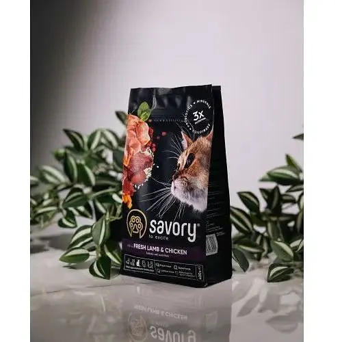 Сухой корм Savory для стерилизованных кошек со свежим ягненком и курицей 400 г - фото 7