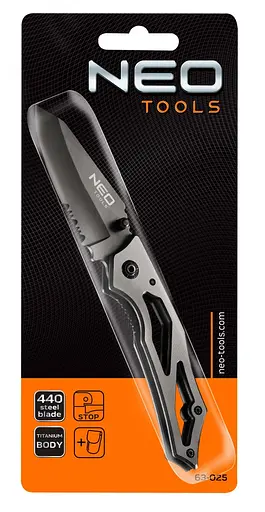 Ніж складаний Neo Tools 167 мм, лезо 70 мм, фіксатор, титановий корпус, чохол - фото 2